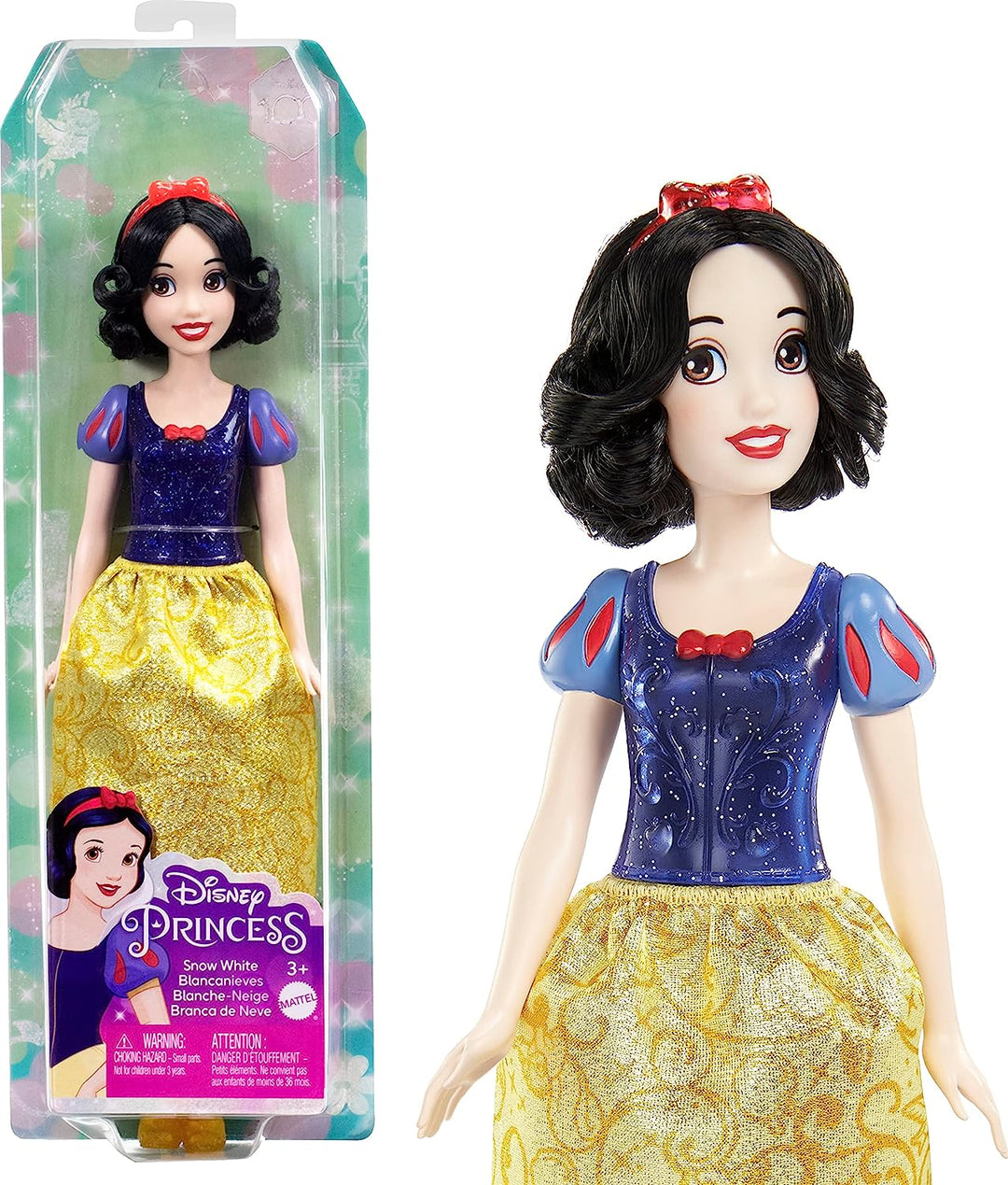 ?Disney Princess Toys, Schneewittchen bewegliche Modepuppe mit funkelnder Kleidung a