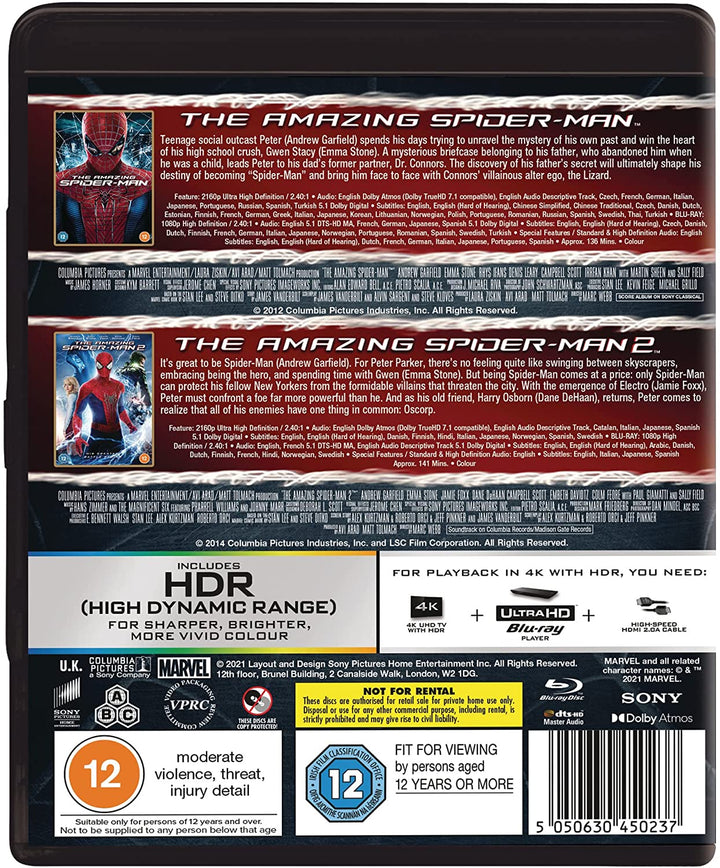 The Amazing Spider-Man 1&amp;2 4K UHD (4 Discs – UHD &amp; BD) [2021] [Blu-ray]