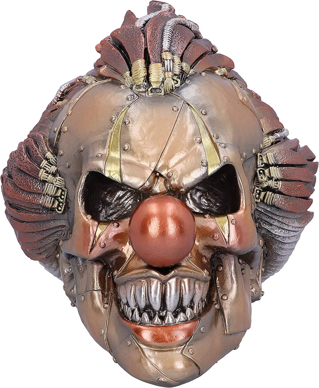 Nemesis Now Mechanischer Lach-Horror-Steampunk-Clown-Schädel-Ornament, Bronze, 1