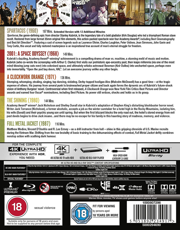 Stanley Kubrick: 5-Film-Sammlung [4K Ultra HD] [] [Blu-ray] [1960] [Region Fre [Blu-ray]