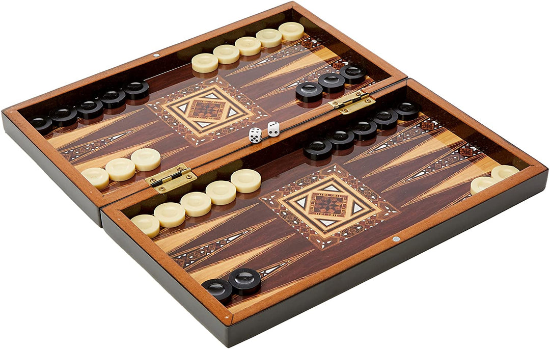 Staroyun 1020722 Antikes kleines Mosaik Backgammon, 17,5 x 32 x 5 cm, Mehrfarbig