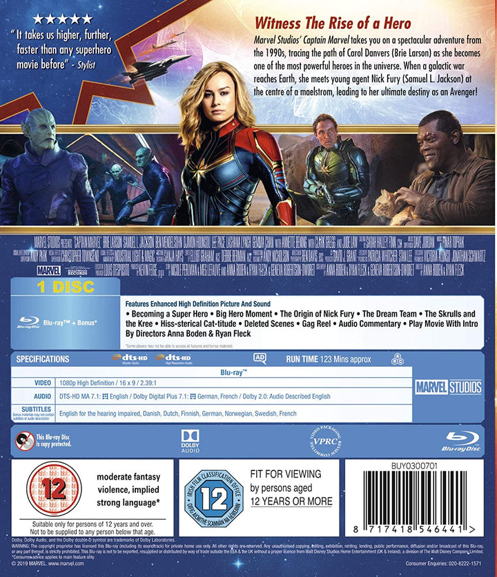 Marvel Studios Captain Marvel – Action/Science-Fiction [Blu-Ray]