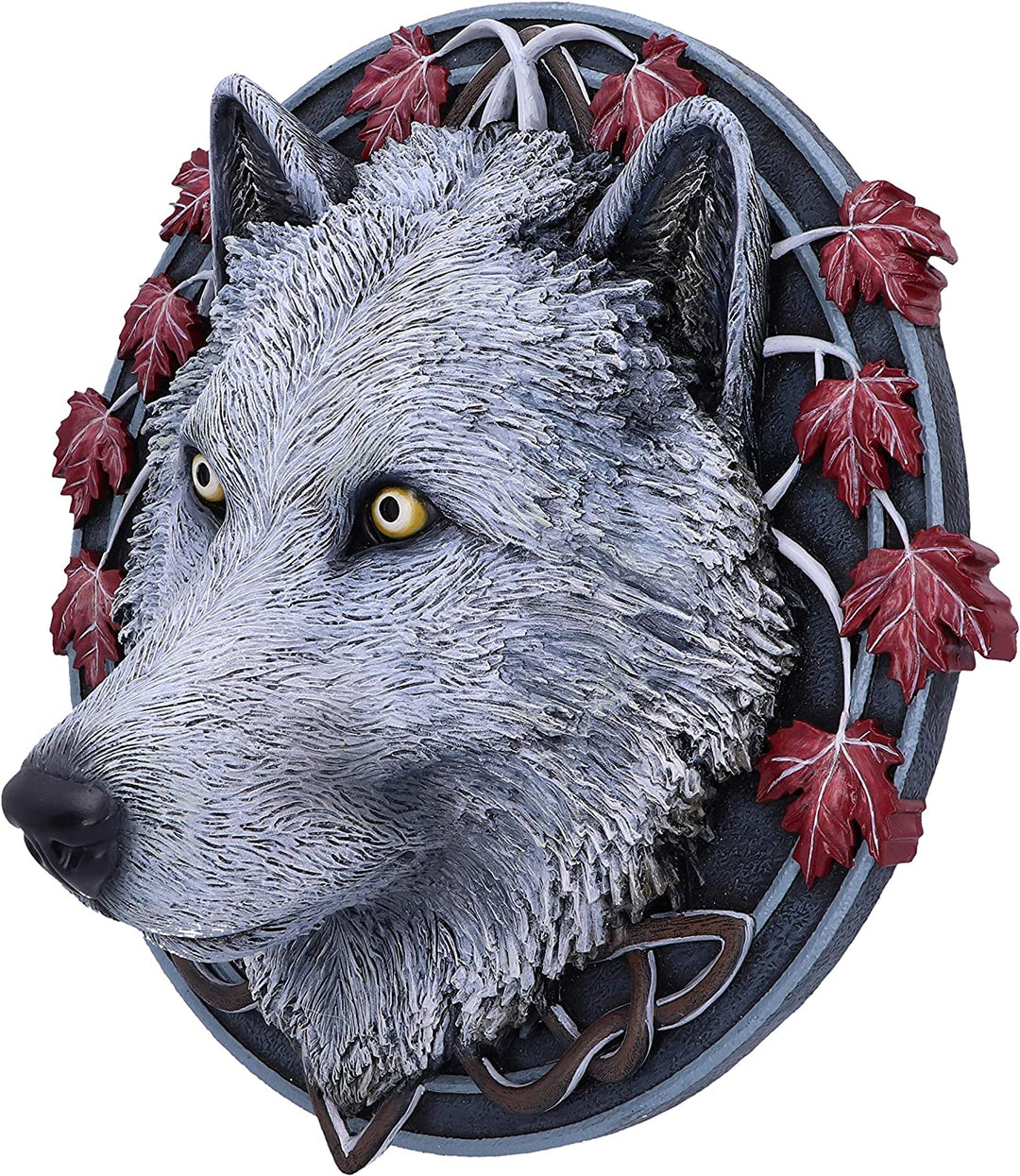 Nemesis Now Lisa Parker Guardian of The Fall Weißes Herbstwolf-Wandschild, 29 cm