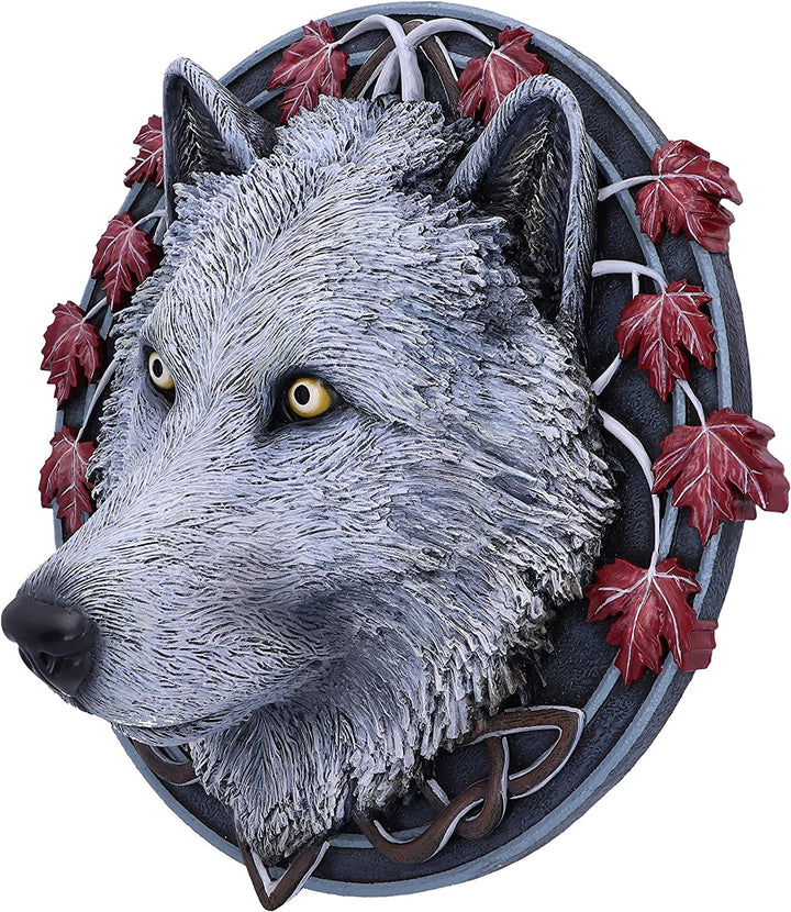 Nemesis Now Lisa Parker Guardian of The Fall Weißes Herbstwolf-Wandschild, 29 cm