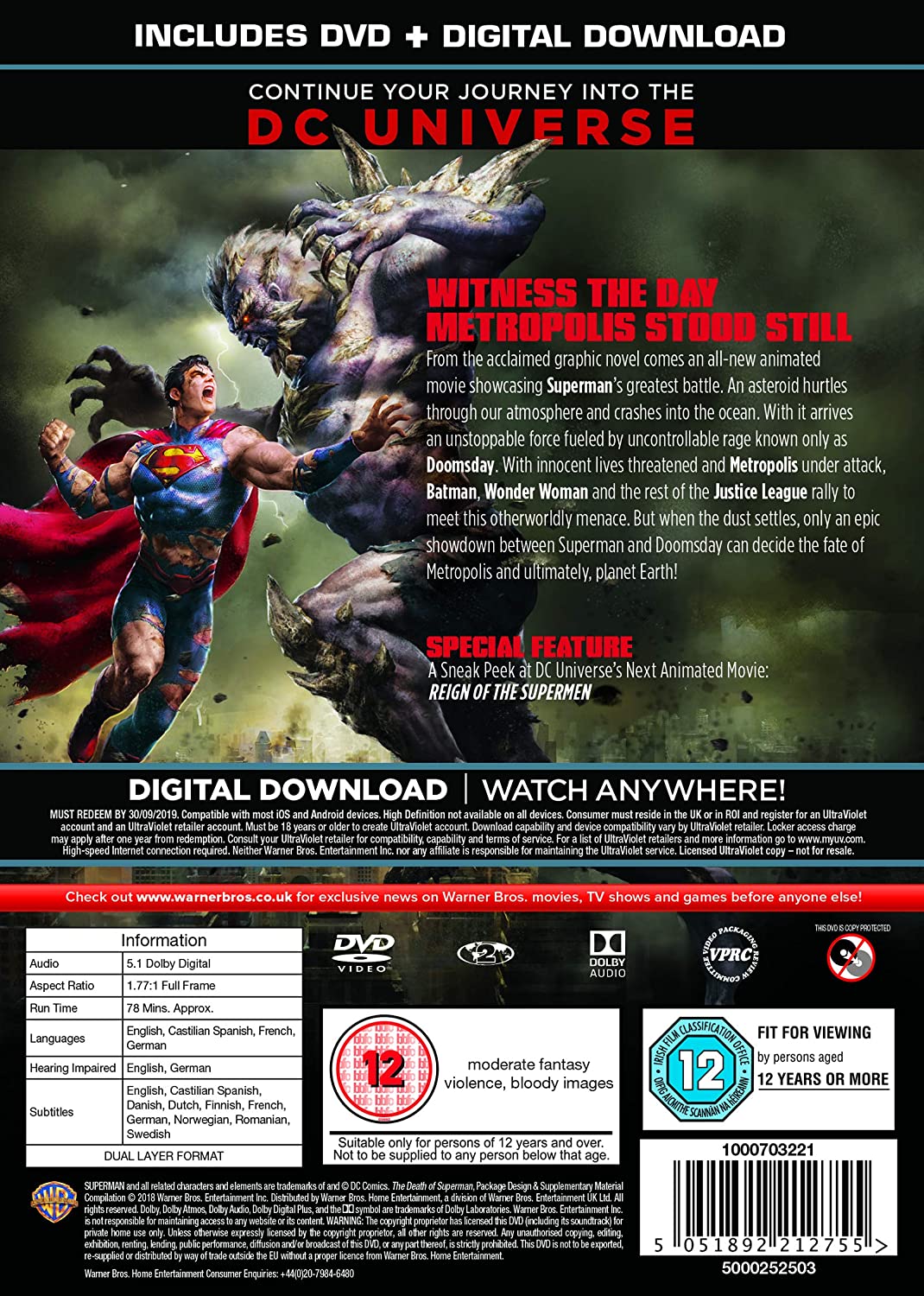 Der Tod von Superman [2018] – Superheld/Animation [DVD]