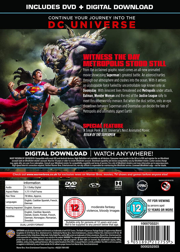Der Tod von Superman [2018] – Superheld/Animation [DVD]