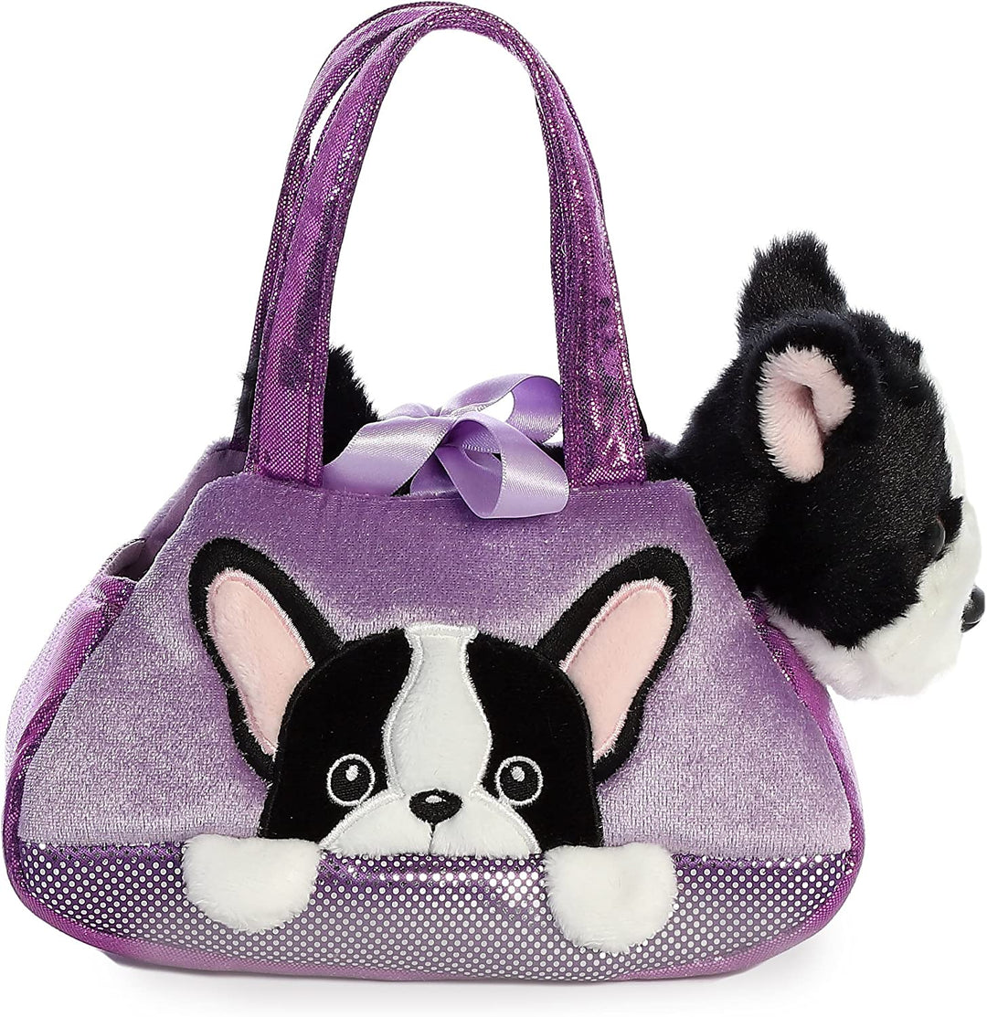 AURORA, 32829, Fancy Pal, Peek-A-Boo French Bulldog, 8In, Soft Toy, Purple and Black