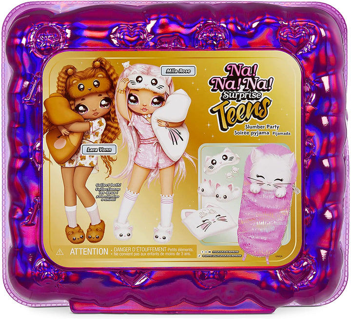 Na Na Na Surprise 577416EUC Teens Slumber Party Fashion Lara Vonn – Spielzeug für Kinder, zum Sammeln – 27 cm weiche Stoffpuppe, Teddybär-inspiriert mit brünetten Haaren