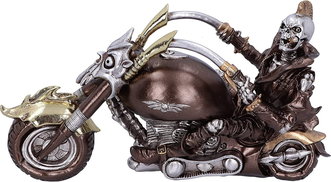 Nemesis Now Wheels of Steel 29 cm Steampunk-Motorrad-Skelett-Figur.