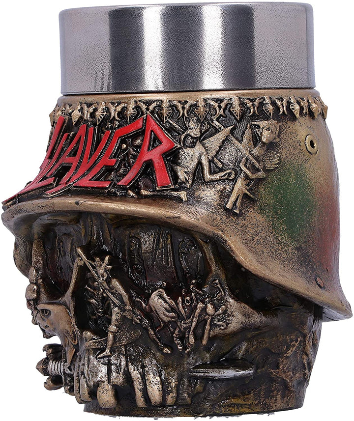 Nemesis Now Offiziell lizenziertes Schnapsglas mit Slayer-Adler-Helm und Totenkopf-Logo, Gold,