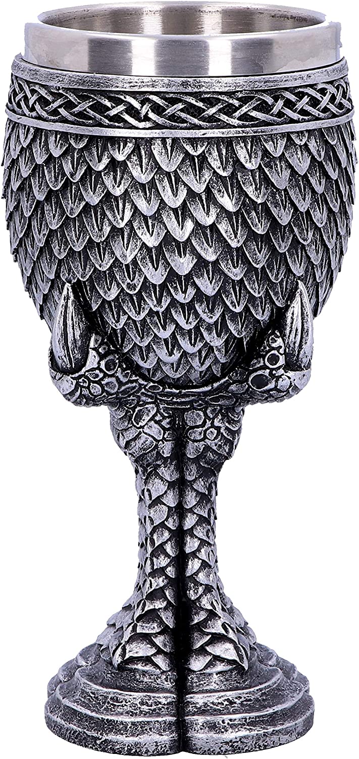 Nemesis Now U4708P9 Graustufen-Drachenklauenkelch, 16,7 cm, Kunstharz m. Edelstahl Ste