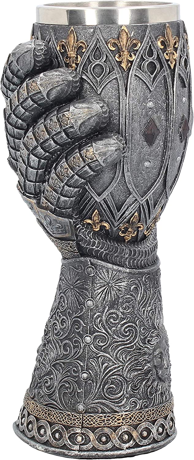 Nemesis Now B2404G6 Lionheart Panzerhandschuh, Silber, Harz mit Edelstahl