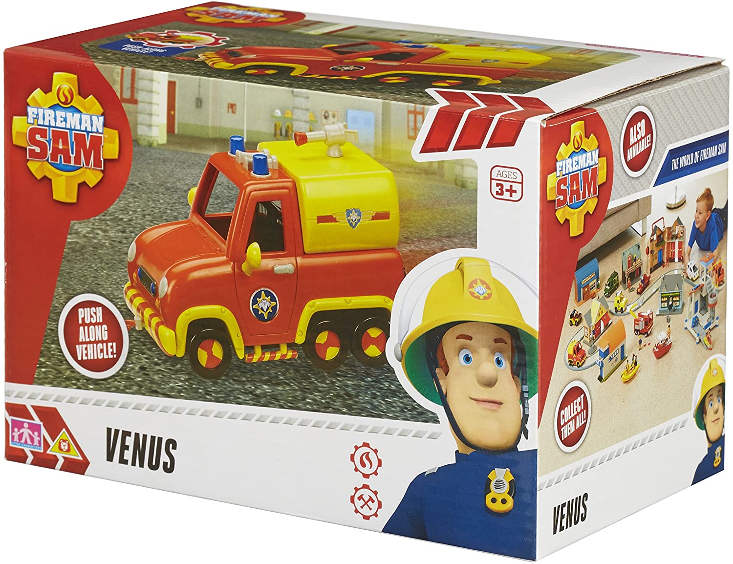 Fireman Sam Venus Fire Truck Model Toy - Vehicle Playset with Traffic Cones
