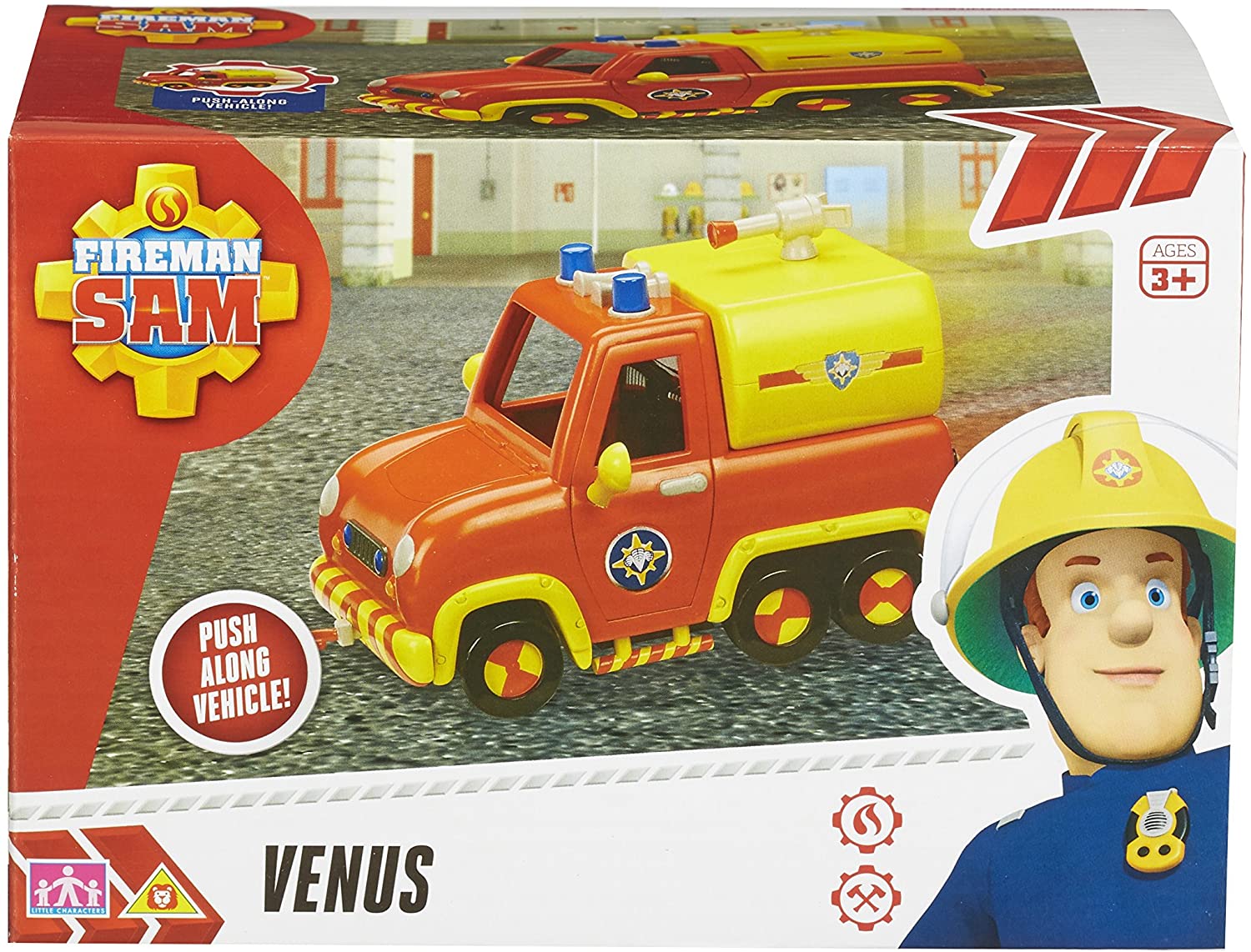 Fireman Sam Venus Fire Truck Model Toy - Vehicle Playset with Traffic Cones