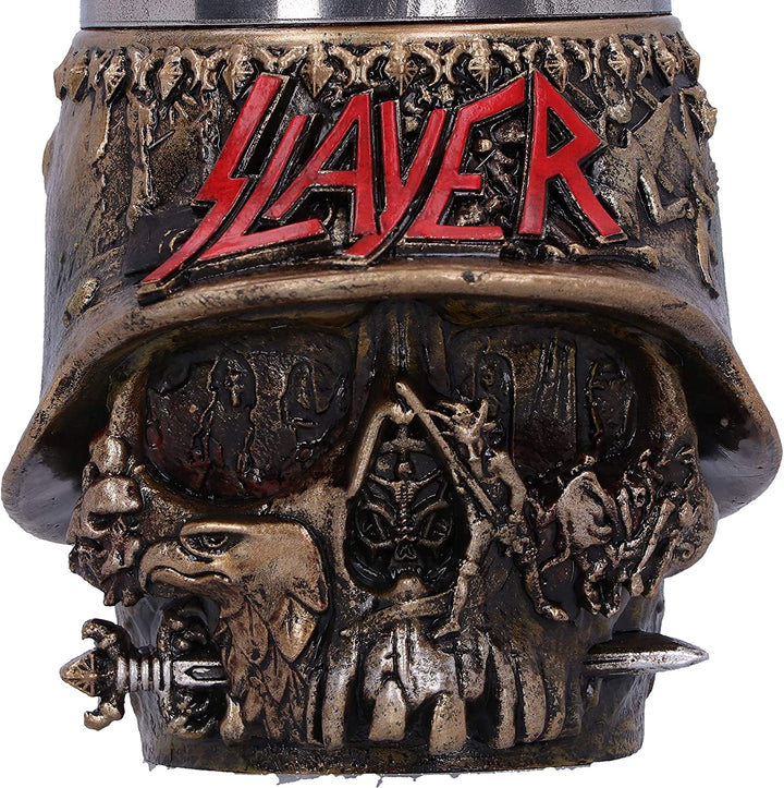 Nemesis Now Offiziell lizenziertes Schnapsglas mit Slayer-Adler-Helm und Totenkopf-Logo, Gold,