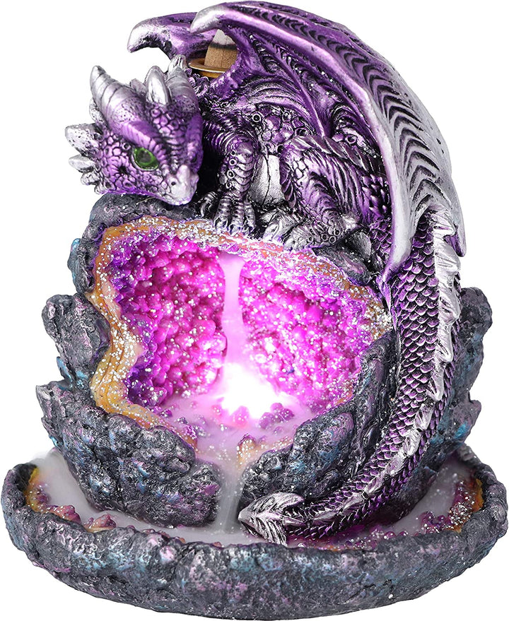 Crystalline Protector Purple Dragon Geode Backflow Weihrauchbrenner