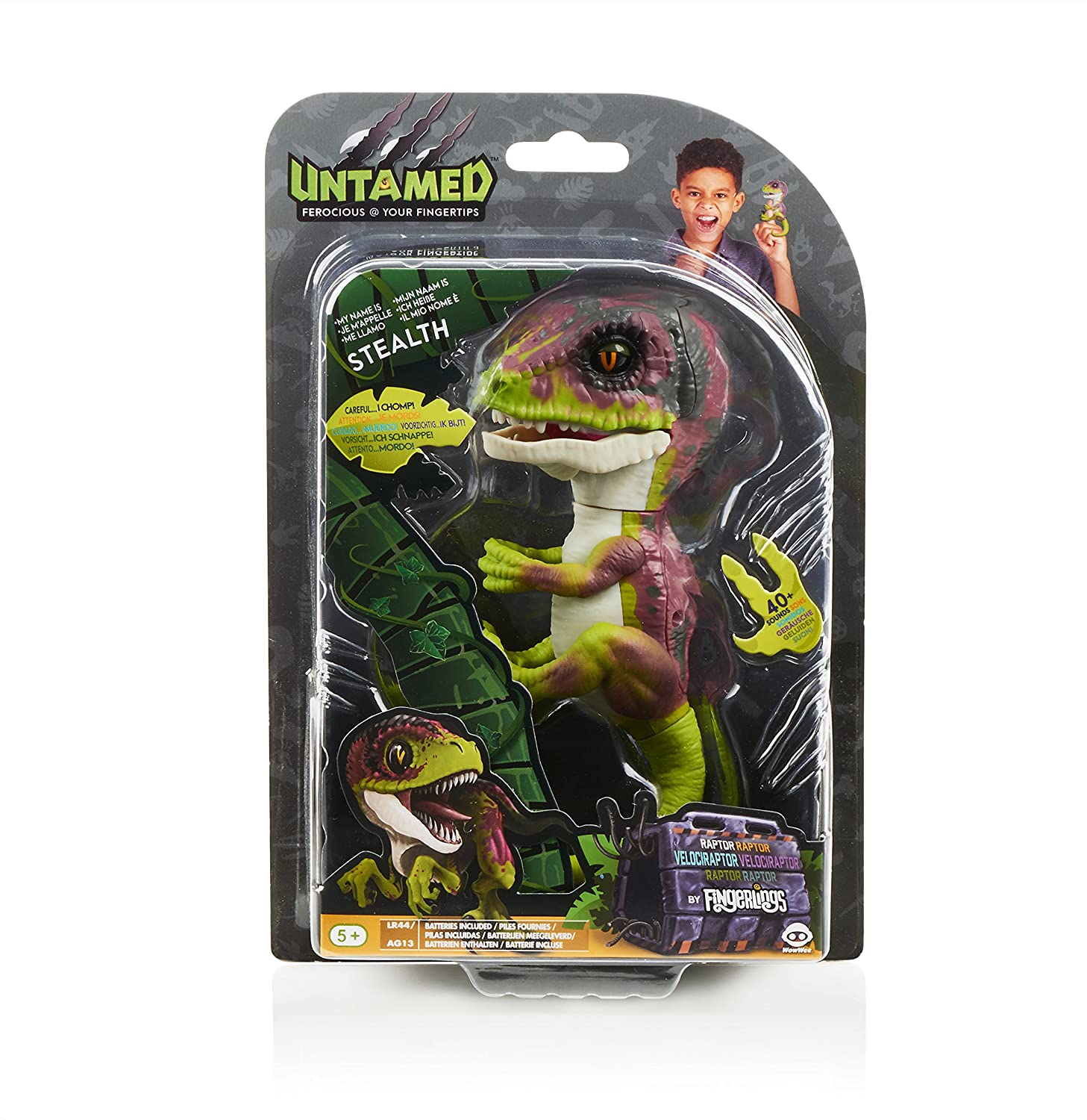 Fingerlings Untamed Raptor - Interactive Baby Dinosaur Toy - Stealth Green