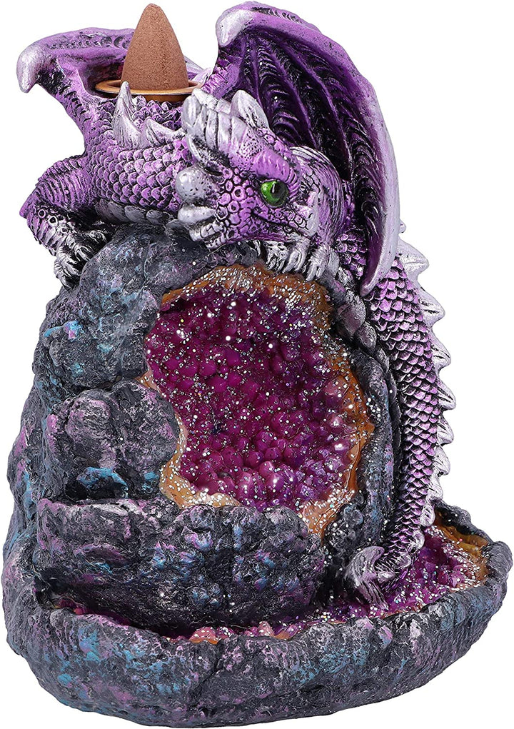 Crystalline Protector Purple Dragon Geode Backflow Weihrauchbrenner