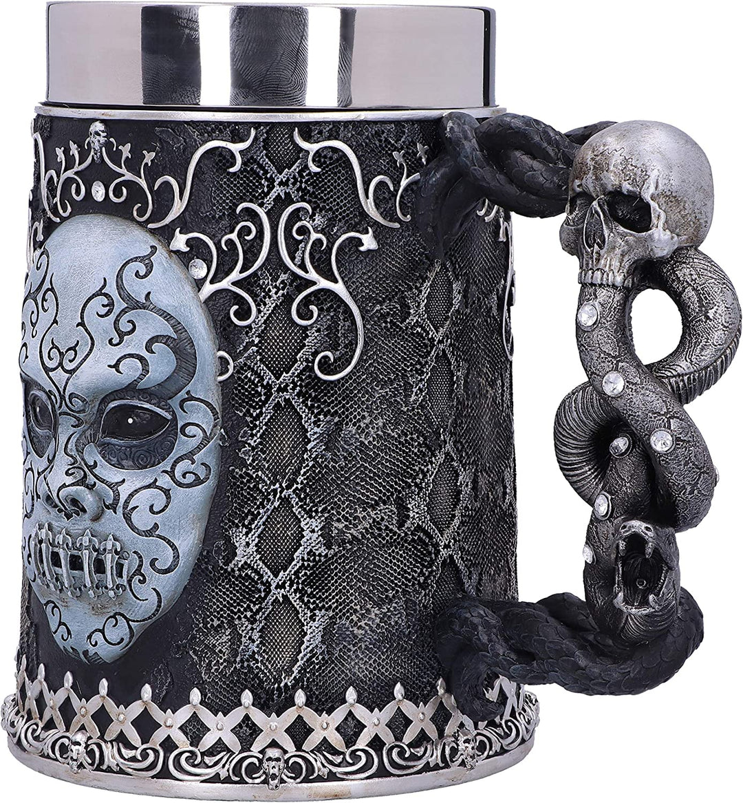 Nemesis Now Harry Potter Todessermaske Voldemort Sammelkrug, Harz, Schwarzsilber, 15,5 cm