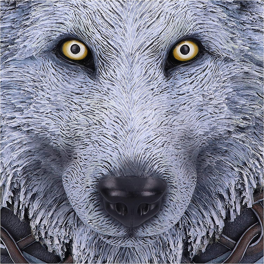 Nemesis Now Lisa Parker Guardian of The Fall Weißes Herbstwolf-Wandschild, 29 cm