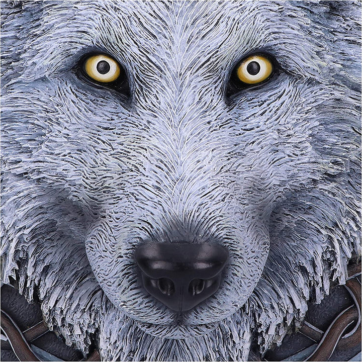 Nemesis Now Lisa Parker Guardian of The Fall Weißes Herbstwolf-Wandschild, 29 cm