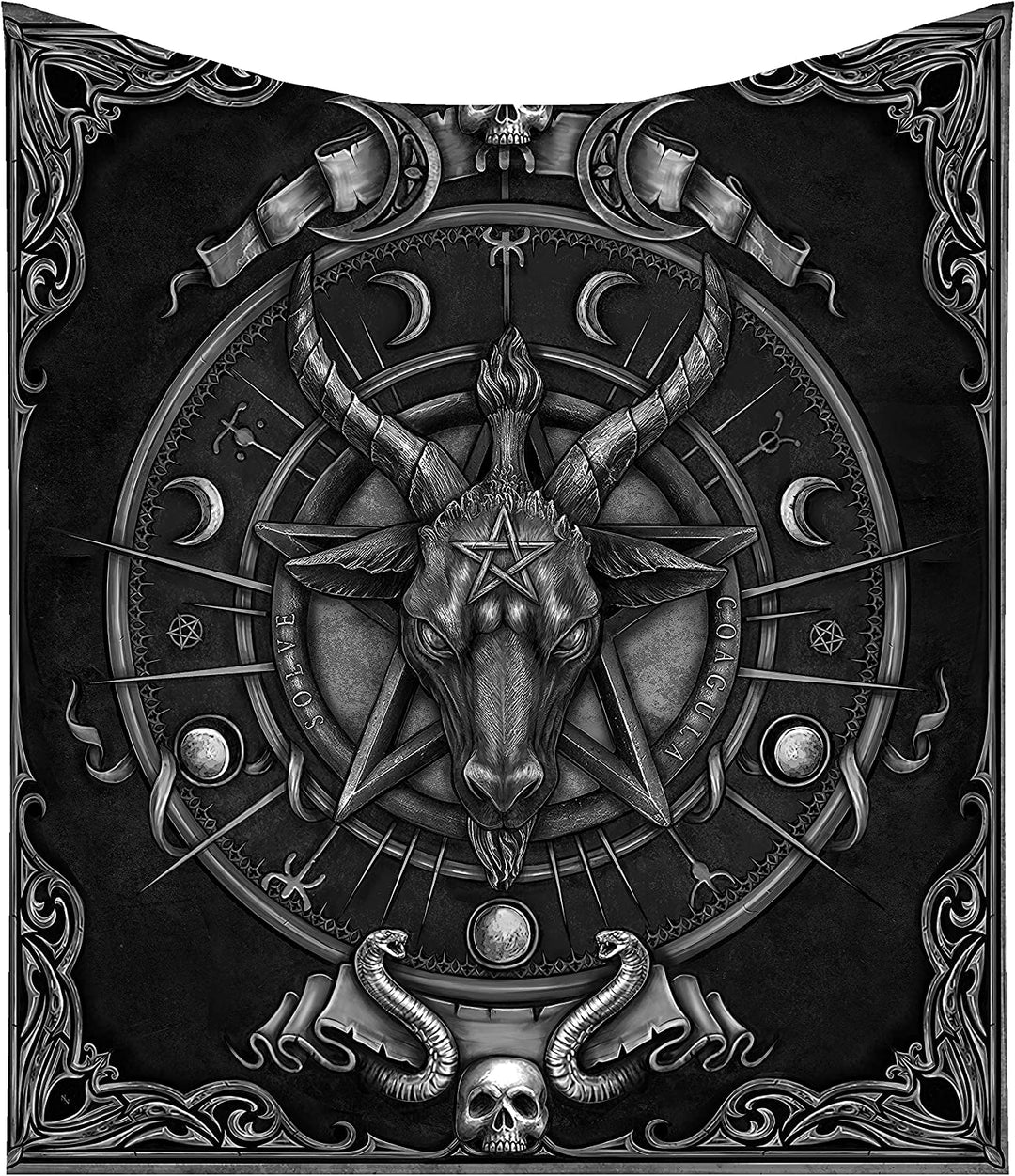 Nemesis Now Baphomet Triple Horn Sabbatic Goat Überwurfdecke, Schwarz, 160 cm