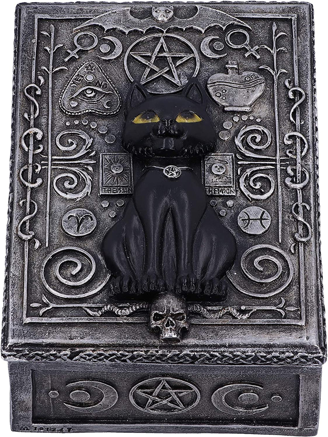Nemesis Now Familiar Spell Black Cat Sigil Schmuckkästchen 13,7 cm, Silber