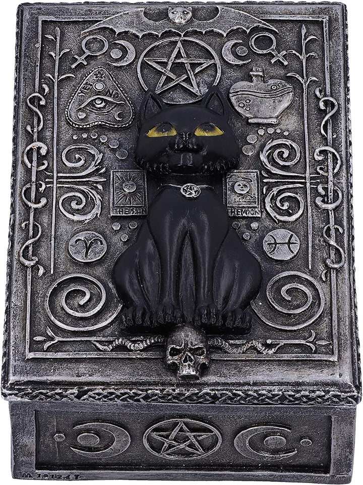 Nemesis Now Familiar Spell Black Cat Sigil Schmuckkästchen 13,7 cm, Silber