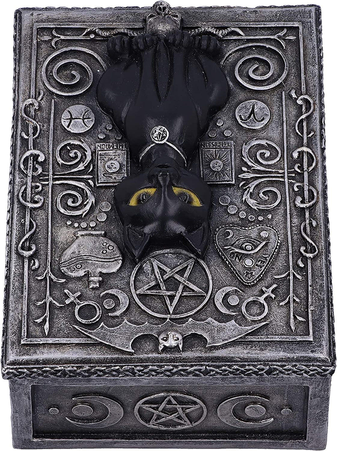 Nemesis Now Familiar Spell Black Cat Sigil Schmuckkästchen 13,7 cm, Silber