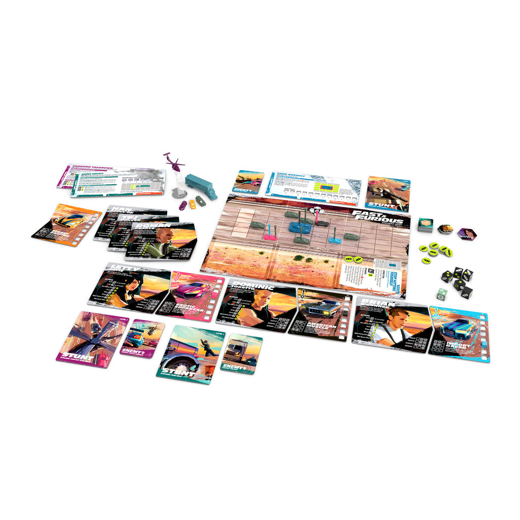 Das auf Mission basierende kooperative Strategie-Brettspiel „The Fast And Furious: Highway Heist“.