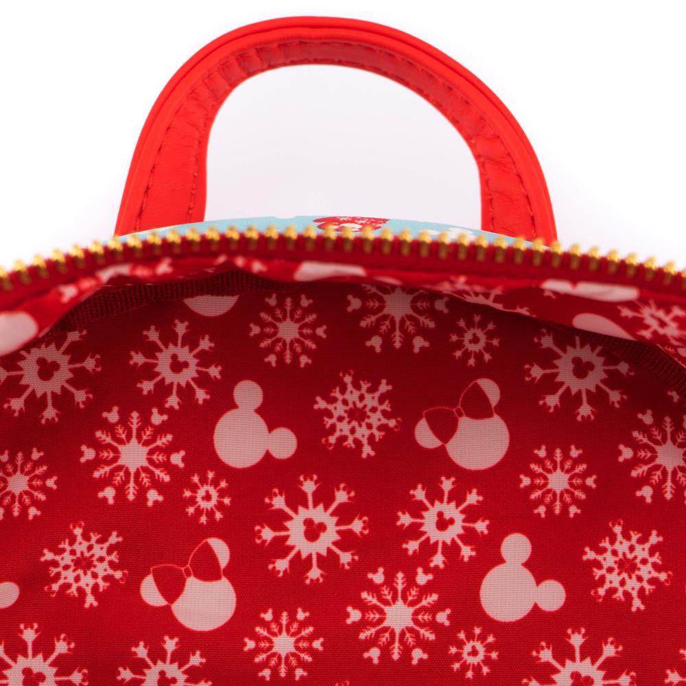 Loungefly Disney Christmas Mickey und Minnie Schneemann AOP Mini-Rucksack und Stirnband-Set