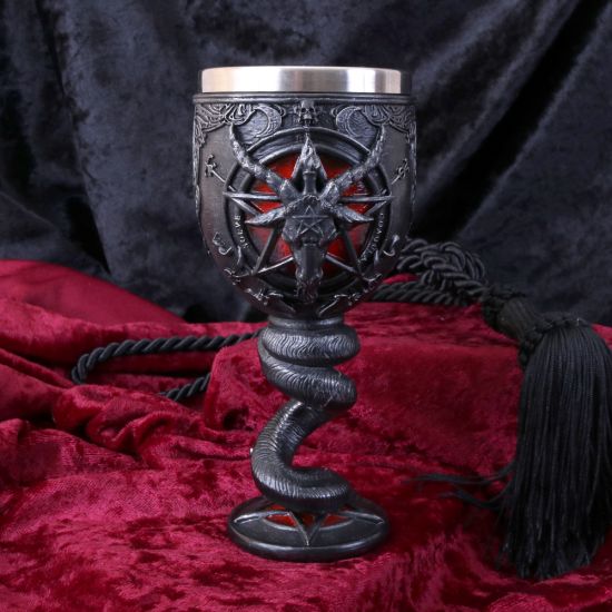 Nemesis Now Baphomet-Kelch, 16 cm, Kunstharz mit Edelstahl, Schwarz
