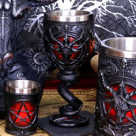 Nemesis Now Baphomet-Kelch, 16 cm, Kunstharz mit Edelstahl, Schwarz