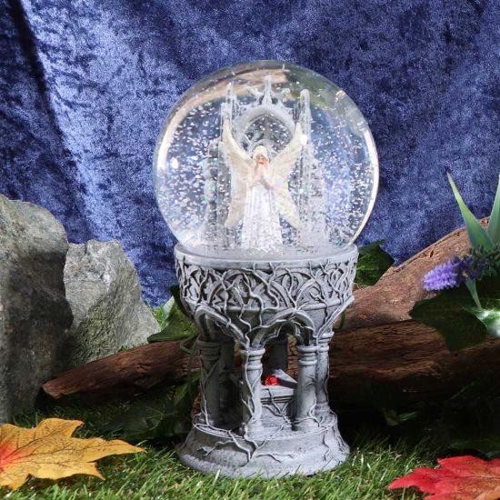 Nemesis Now Love Remains Schneekugel Anne Stokes 18,5 cm, Harz, Glas, Wasser, Elfenbein