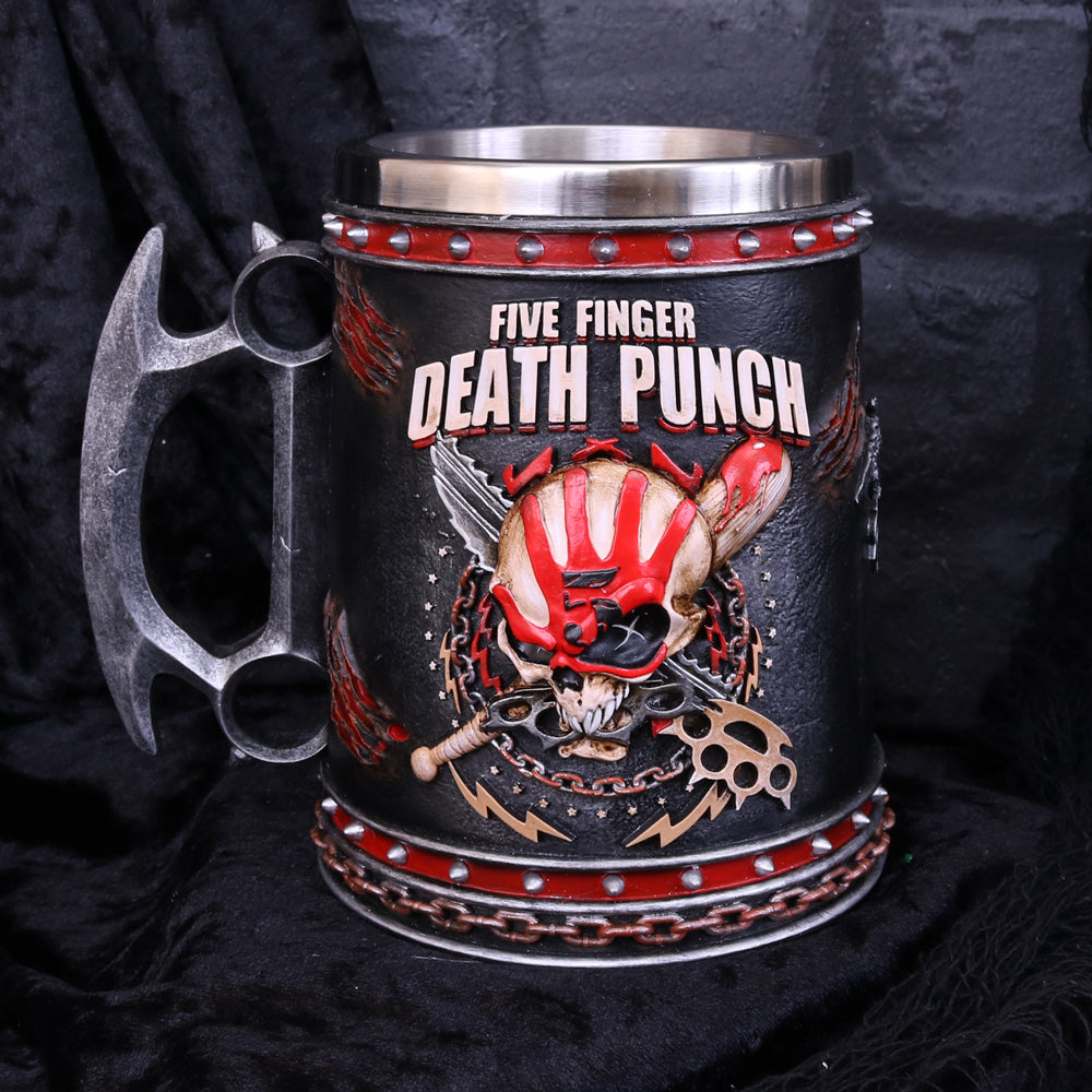 Nemesis Now B4654N9 Five Finger Death Punch Krug 15 cm, Harz mit Edelstahleinsatz, Schwarz