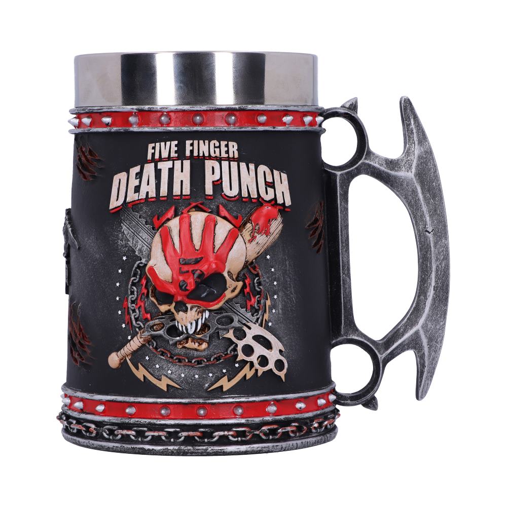 Nemesis Now B4654N9 Five Finger Death Punch Krug 15 cm, Harz mit Edelstahleinsatz, Schwarz