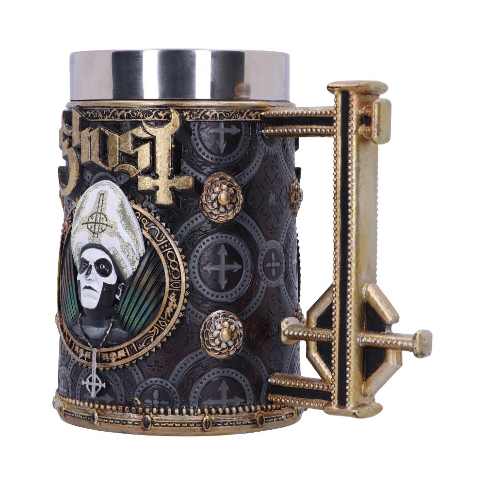 Nemesis Now Ghost Papa Emeritus III Meliora Gold Tankard Resin with Stainless Steel Insert 4