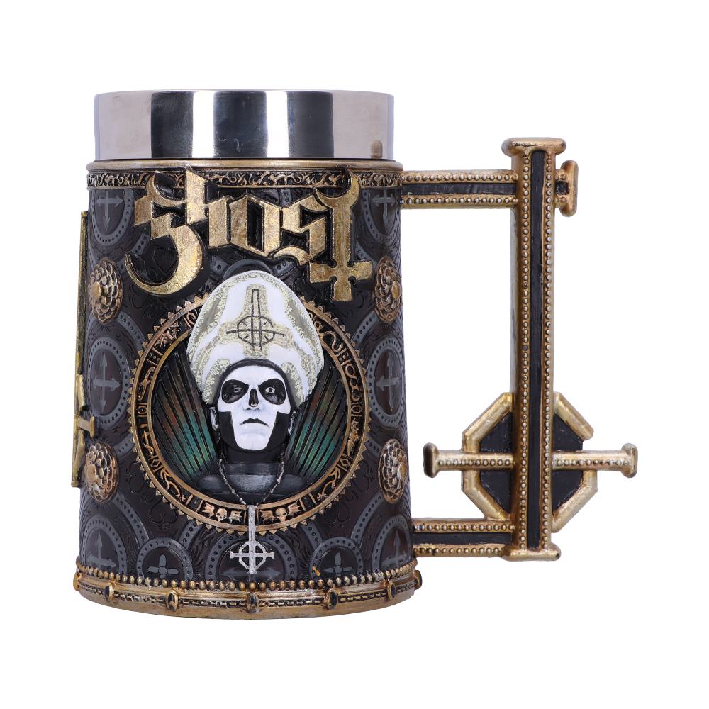 Nemesis Now Ghost Papa Emeritus III Meliora Gold Tankard Resin with Stainless Steel Insert 3
