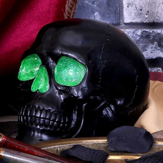 Nemesis Now Geode Schwarz Grün Gothic Glitzer Totenkopf Figur, Polyresin