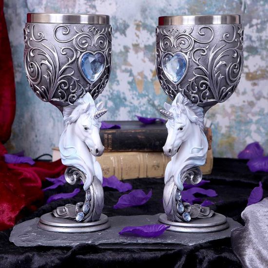 Nemesis Now B5191R0 Enchanted Twin Unicorn Heart Set bestehend aus zwei Kelchen, Silber, 18.