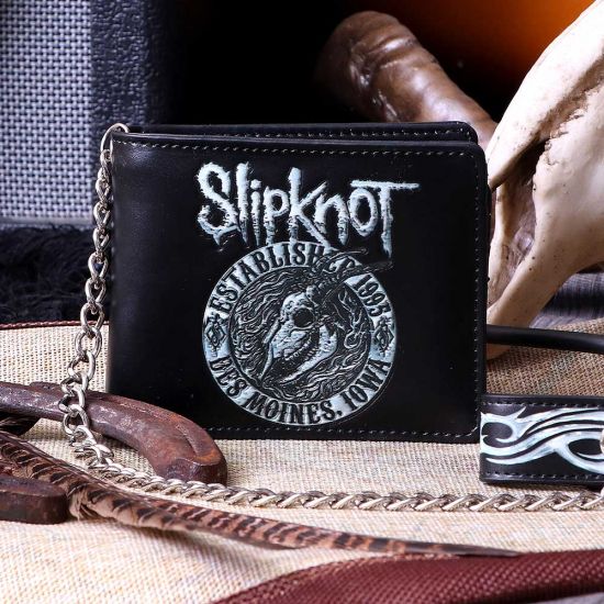 Nemesis Now B5217R0 Offiziell lizenzierte Slipknot Flaming Goat Logo Geldbörse mit Kette, Schwarz, 11 cm