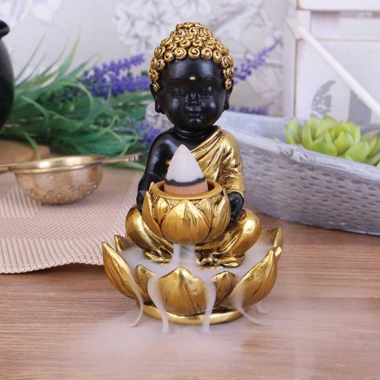 Nemesis Now Baby Buddha Rückfluss-Räuchergefäß, 10,3 cm, Gold