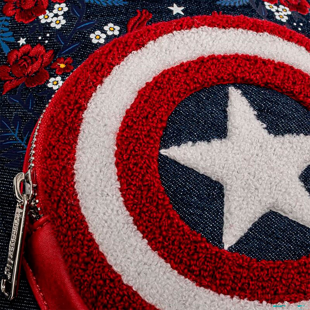 Loungefly Marvel Captain America 80th Anniversary Floral Shield Mini Backpack 4