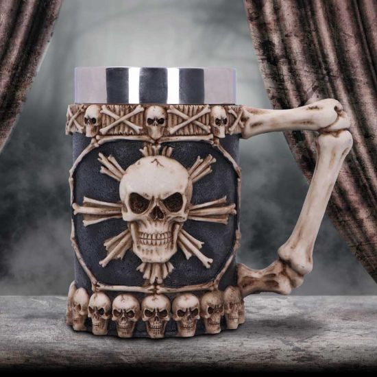 Nemesis Now Großer Krug mit Totenköpfen, 18 cm, Elfenbeinfarben