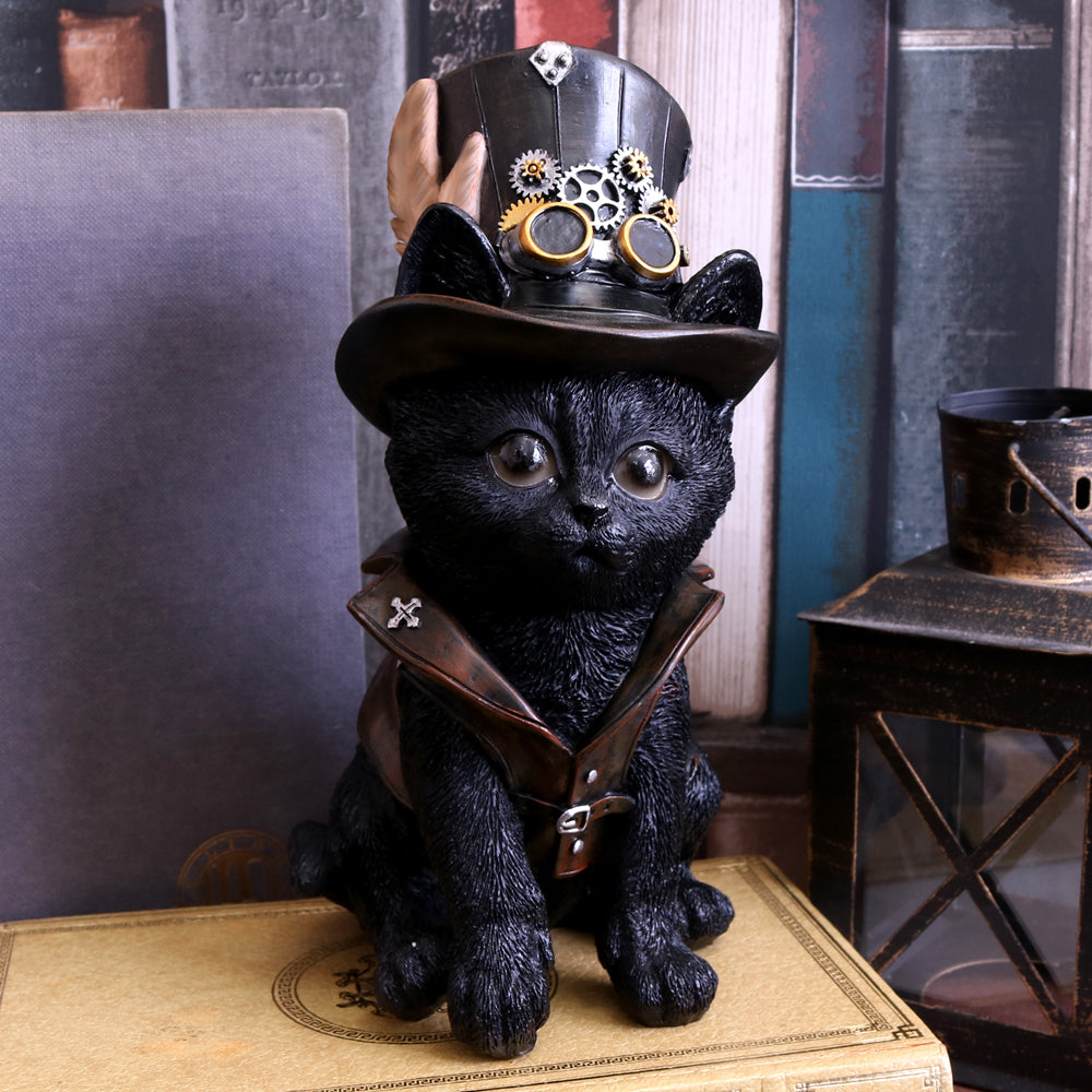 Nemesis Now Cogsmiths Katze 18,5 cm Figur schwarz, Kunstharz