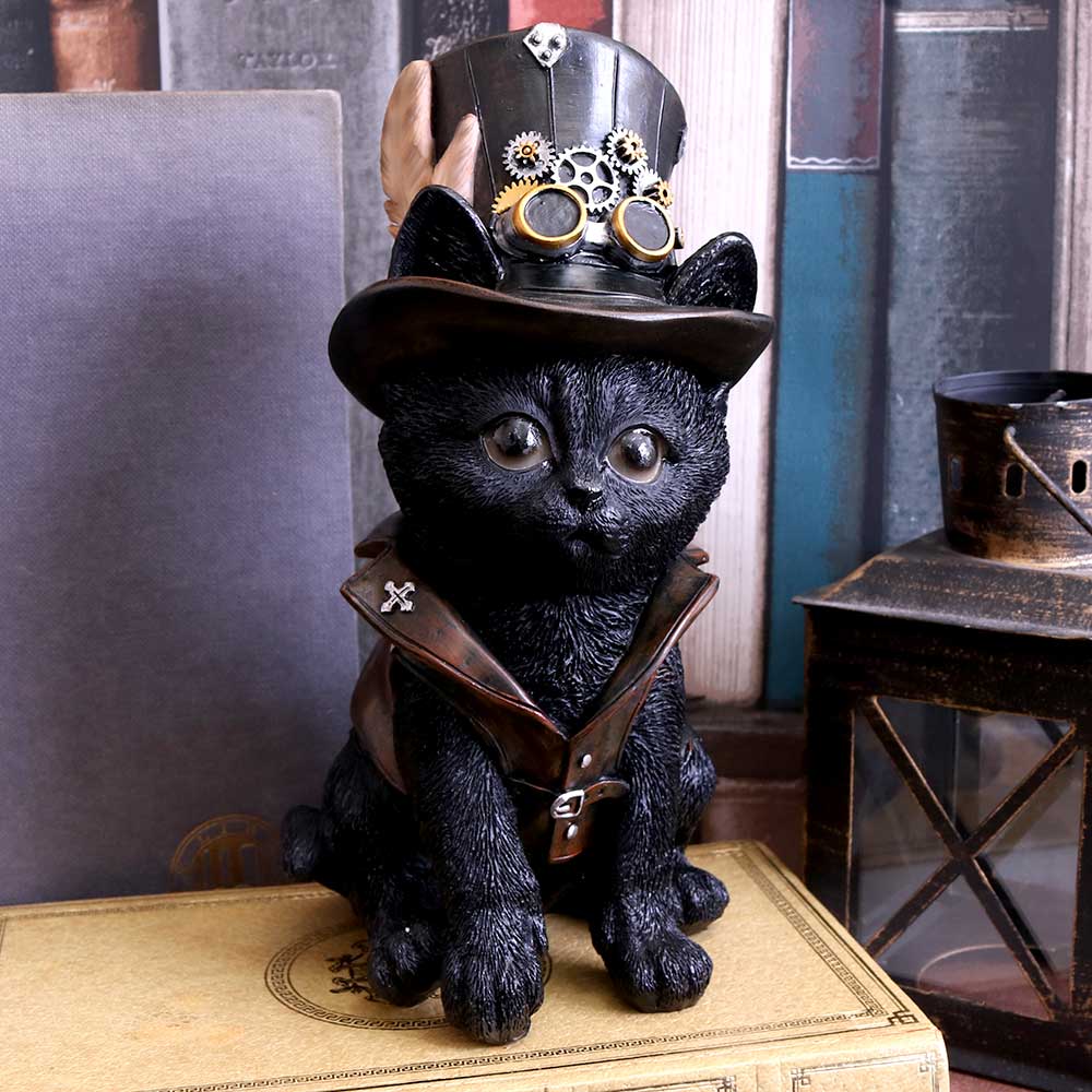 Nemesis Now Cogsmiths Katze 18,5 cm Figur schwarz, Kunstharz