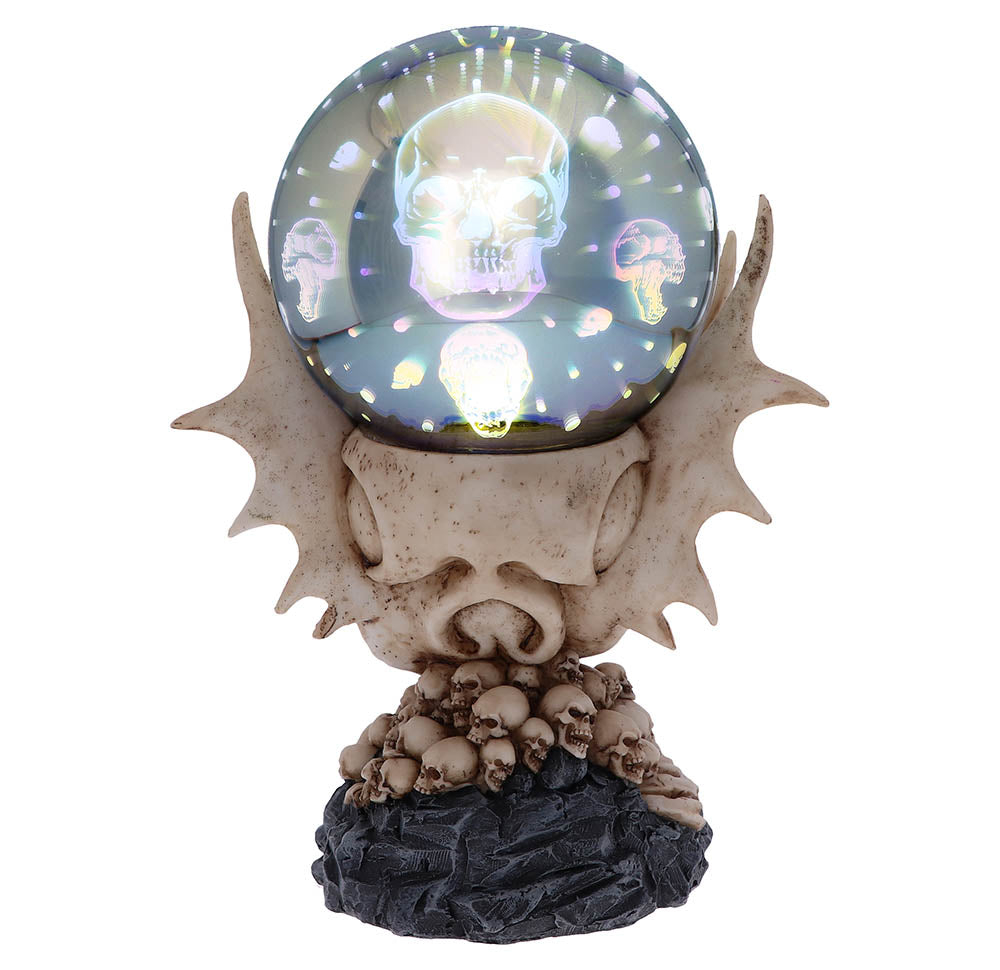 Nemesis Now Skeletal Realm Drachenschädel und leuchtende Kugelfigur, Polyresin, Na