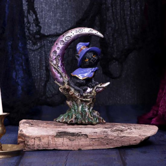 Nemesis Now Grimalkin Witches Familiar Figur, schwarze Katze und Halbmond, 18.