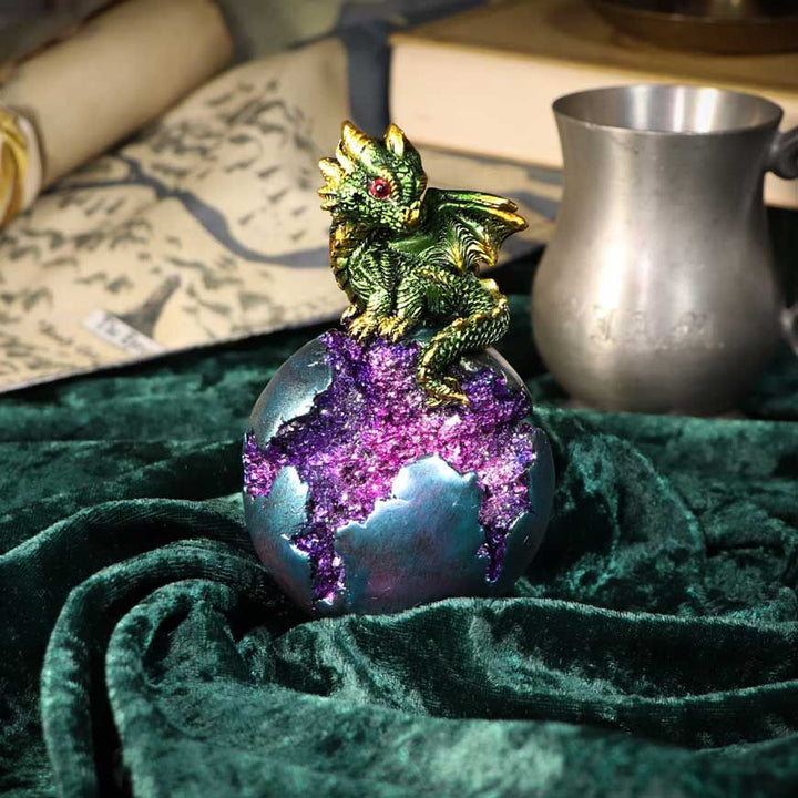 Geode Guard Green Dragon Sphere Kristallfigur