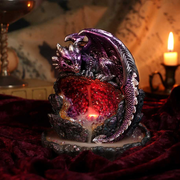 Crystalline Protector Purple Dragon Geode Backflow Weihrauchbrenner